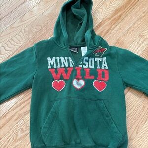 Girls NHL Minnesota Wild Green Hoodie with Red and White Accents